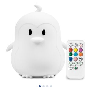 Cute Penguin LED Night Light with Remote - White